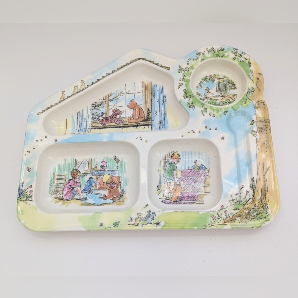 Vintage (1980s) Winnie The Pooh Melamine Divided/4 Compartment Plate